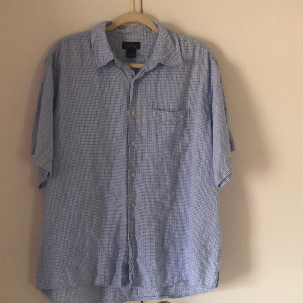 Men's Blue linen Checkered plaid Allen Scolly Shirt
